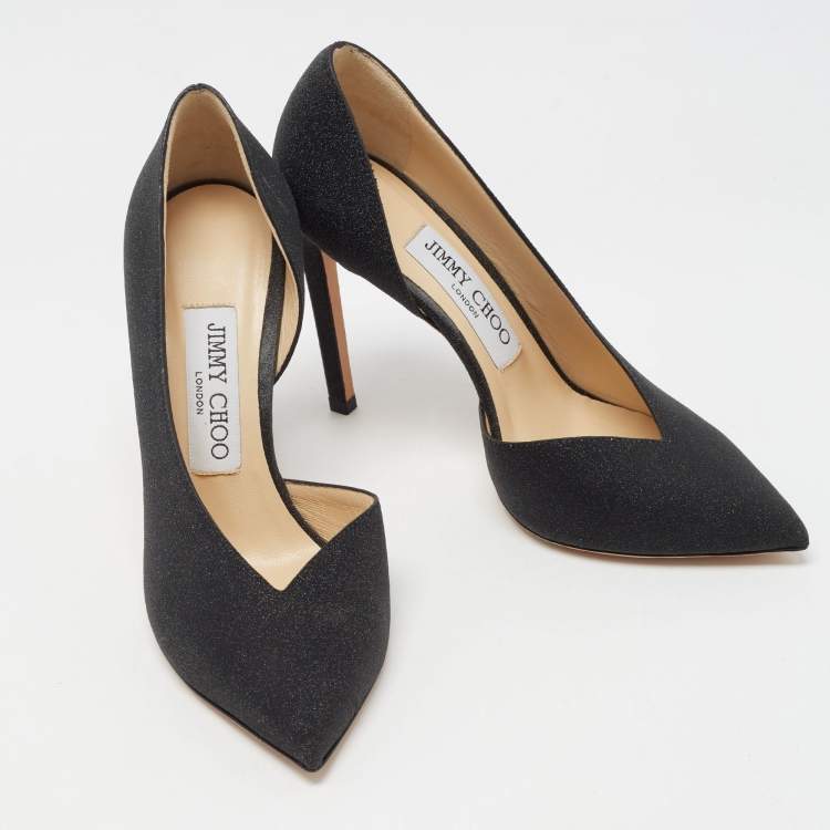 Pre Owned Jimmy Choo Black Glitter Sophia D'orsay Pumps Size 35