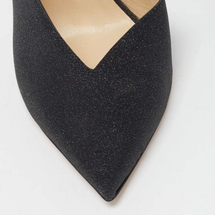 Pre Owned Jimmy Choo Black Glitter Sophia D'orsay Pumps Size 35
