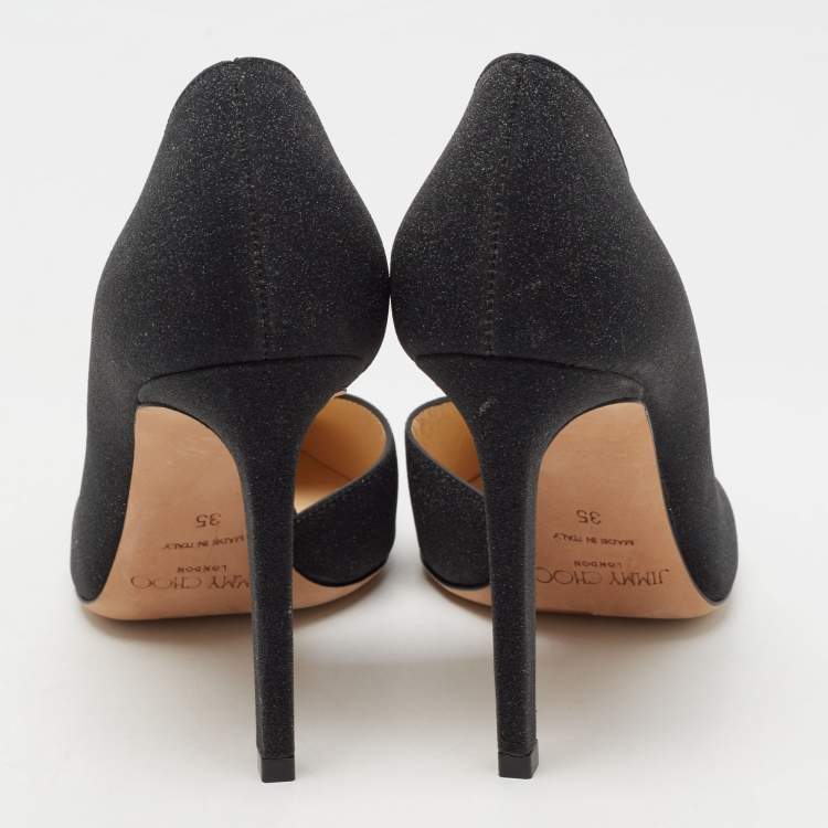 Pre Owned Jimmy Choo Black Glitter Sophia D'orsay Pumps Size 35