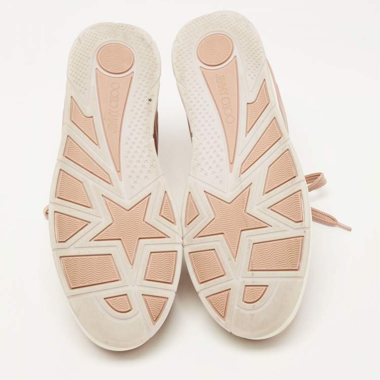 Pre Owned Jimmy Choo Pink Leather Low Top Sneakers Size 40
