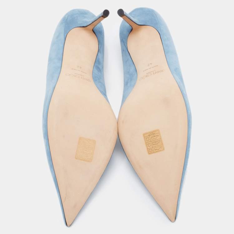 Pre Owned Jimmy Choo Blue Suede Love 85 Pumps Size 42