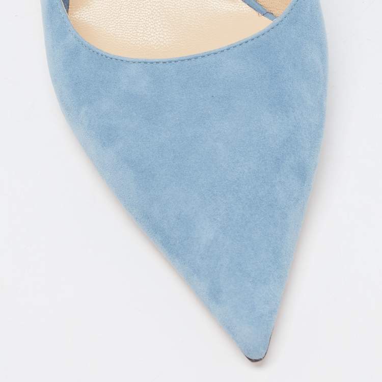 Pre Owned Jimmy Choo Blue Suede Love 85 Pumps Size 42
