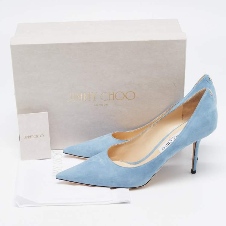 Pre Owned Jimmy Choo Blue Suede Love 85 Pumps Size 42