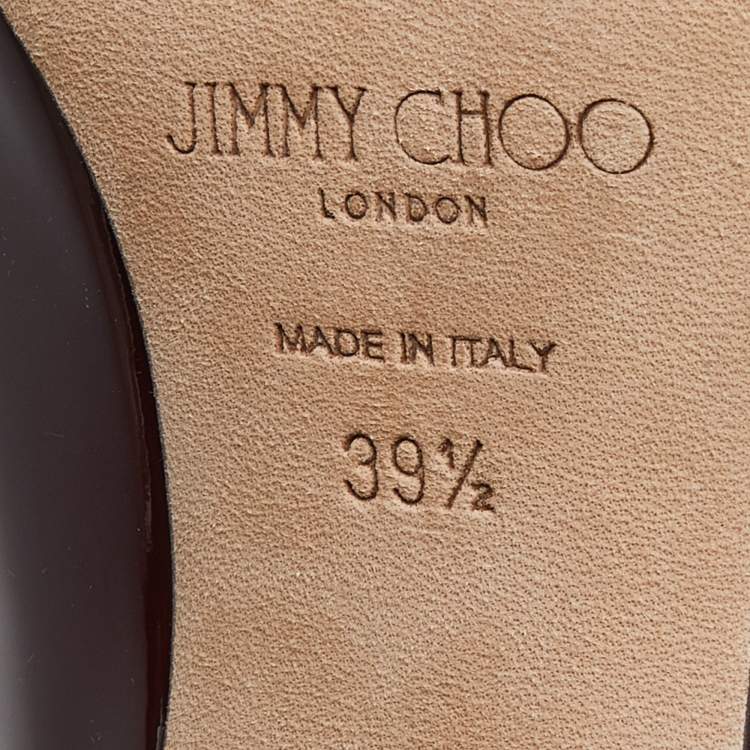 Pre Owned Jimmy Choo Burgundy Patent Leather Bing Mules Size 39.5