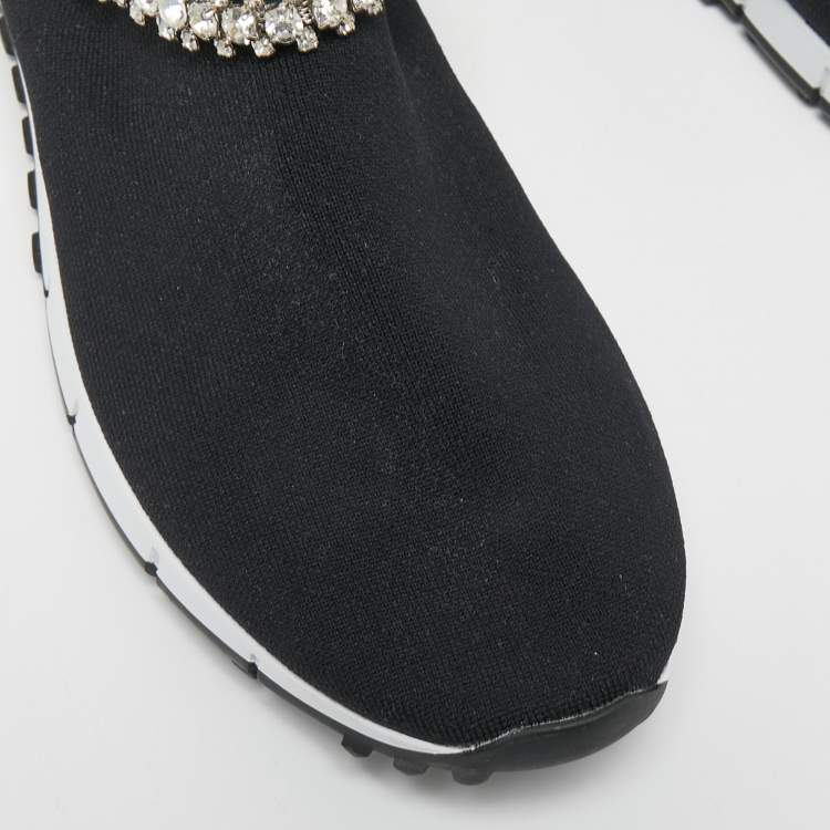 Pre Owned Jimmy Choo Black Fabric Vero Low Top Sneakers Size 40