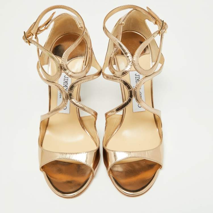 Pre Owned Jimmy Choo Metallic Leather Lang Sandals Size 37