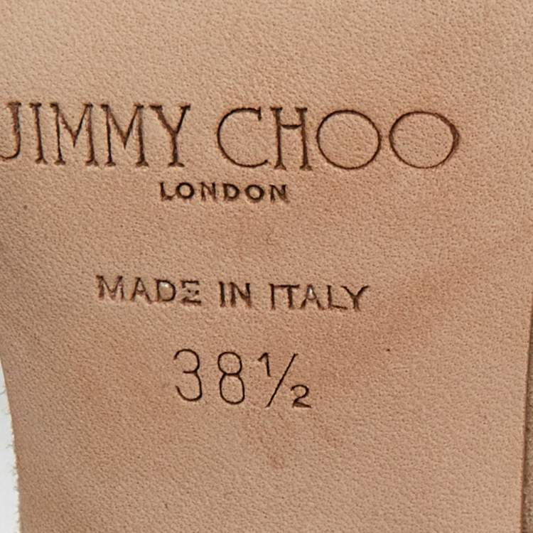 Pre Owned Jimmy Choo Gold Suede Kizzy-100 Embellished Pumps Size 38.5