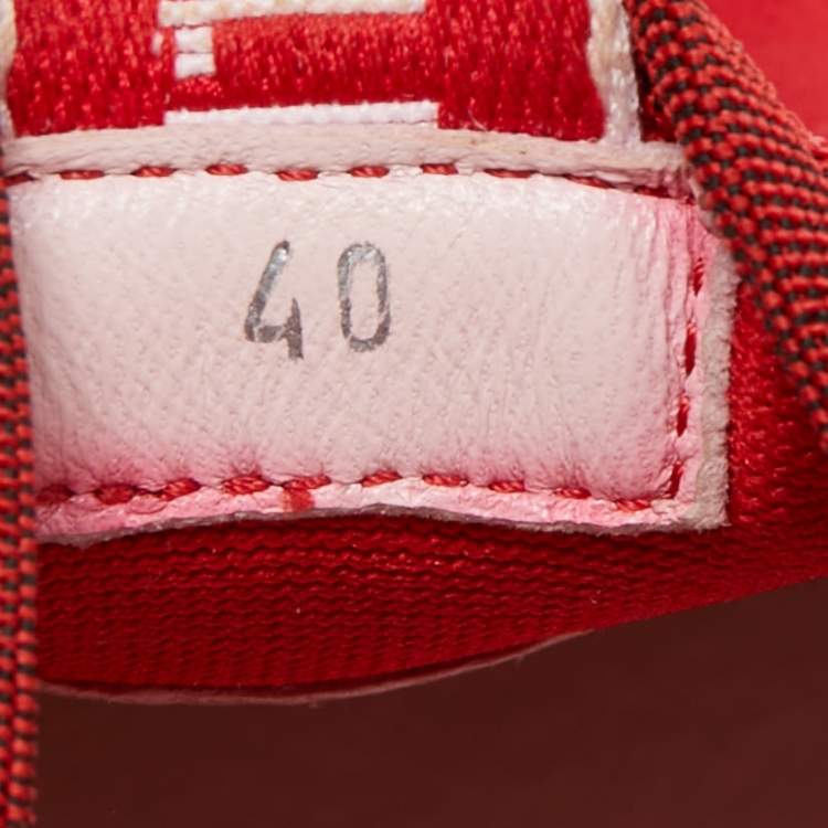 Pre Owned Jimmy Choo Red Suede and Mesh Oakland Sneakers Size 40