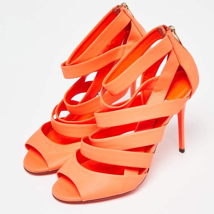 Pre Owned Jimmy Choo Neon Orange Dame Sandals Size 39