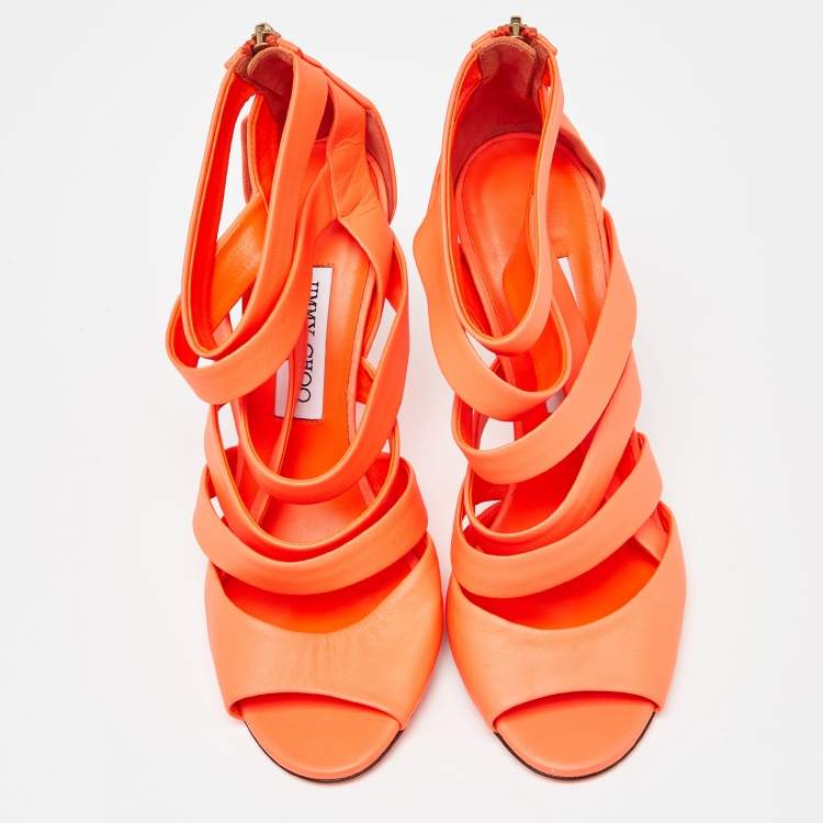 Pre Owned Jimmy Choo Neon Orange Dame Sandals Size 39