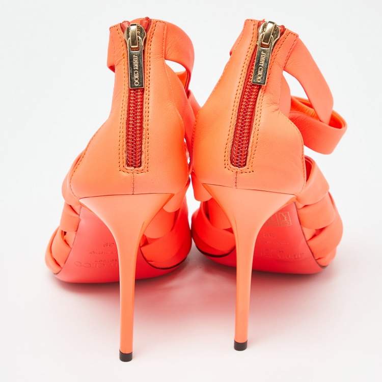 Pre Owned Jimmy Choo Neon Orange Dame Sandals Size 39