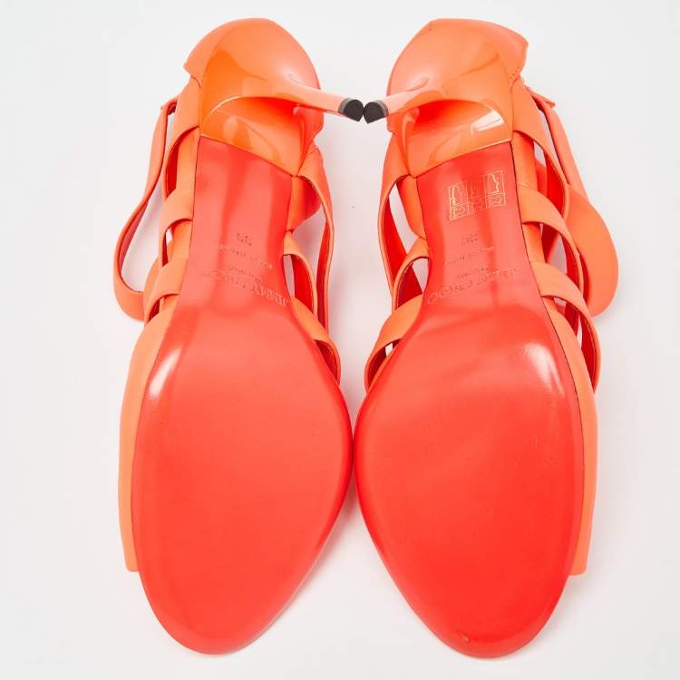 Pre Owned Jimmy Choo Neon Orange Dame Sandals Size 39