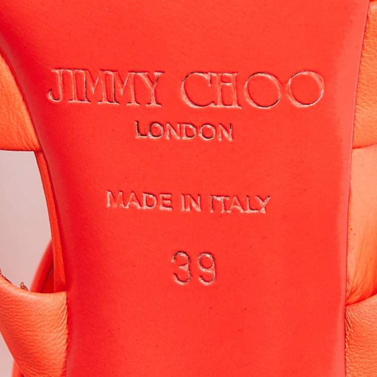 Pre Owned Jimmy Choo Neon Orange Dame Sandals Size 39