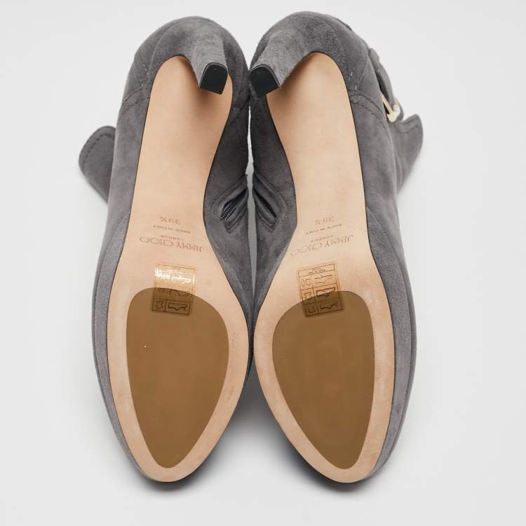 Pre Owned Jimmy Choo Grey Suede Britney Ankle Boots Size 39.5