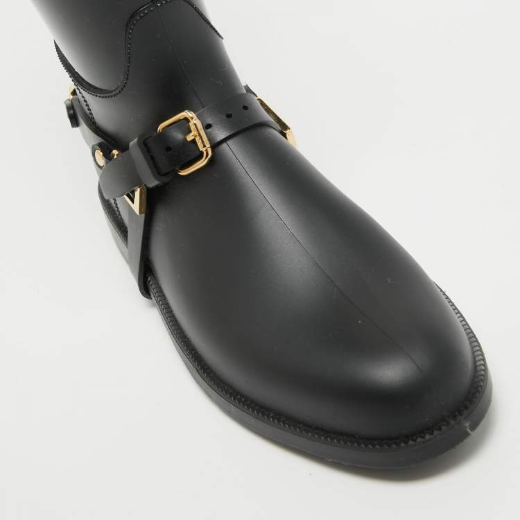 Pre Owned Jimmy Choo Black Rubber Rain Boots Size 36