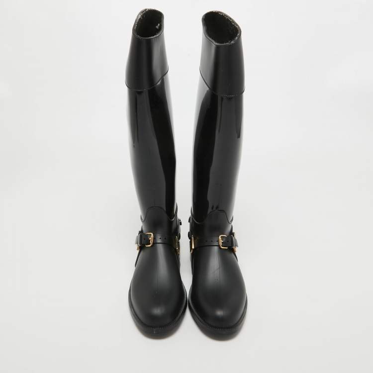 Pre Owned Jimmy Choo Black Rubber Rain Boots Size 36