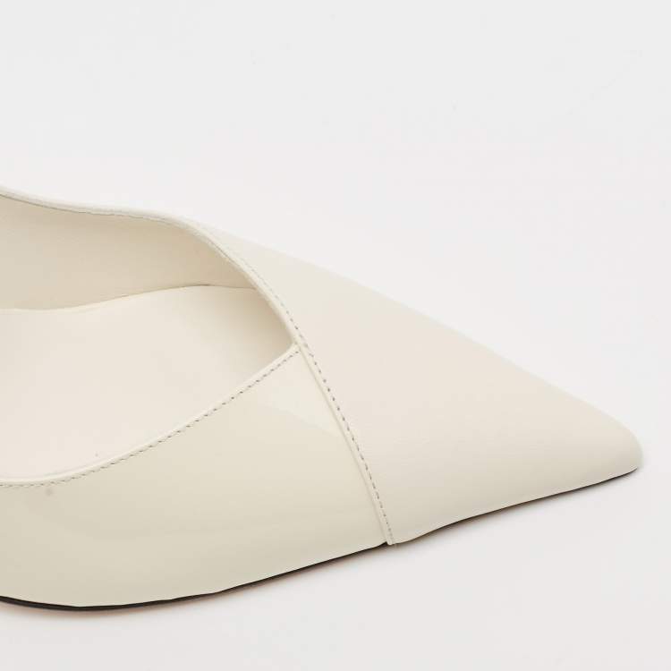 Pre Owned Jimmy Choo White Leather Cass Pointed Toe Pumps Size 38