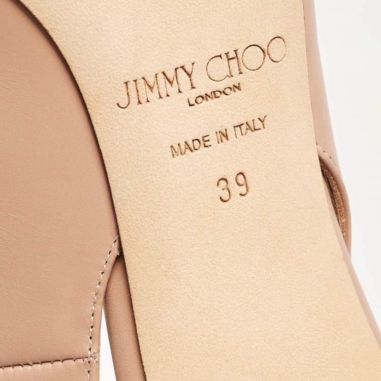 مملوكة مسبقًا Jimmy Choo Beige Leather Lou Pointed Toe Ankle Strap Pumps Size 39