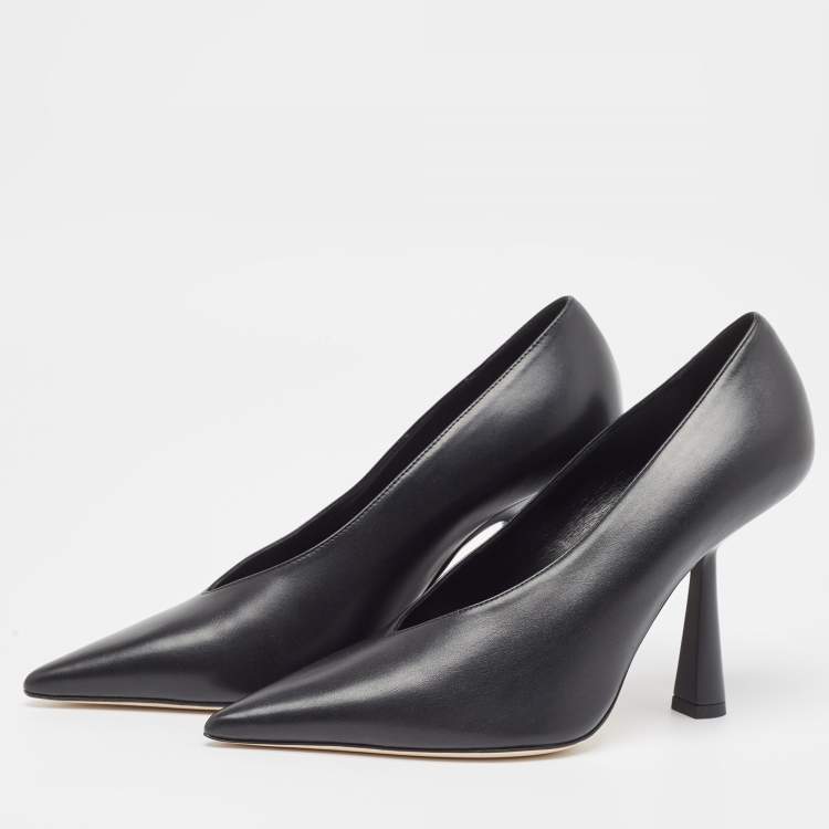 Pre Owned Jimmy Choo Black Leather Maryanne Pumps Size 37