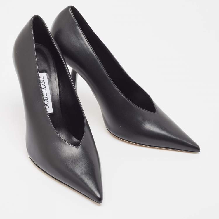 Pre Owned Jimmy Choo Black Leather Maryanne Pumps Size 37