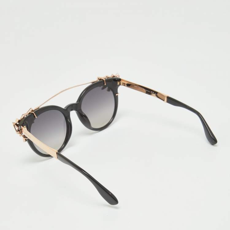 Pre Owned Jimmy Choo Black/Rose Gold Gradient VIV/S 06K9C Crystals Cat Eye Sunglasses