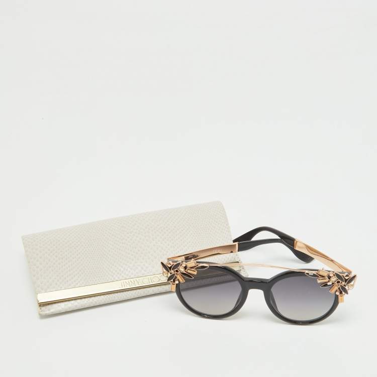 Pre Owned Jimmy Choo Black/Rose Gold Gradient VIV/S 06K9C Crystals Cat Eye Sunglasses