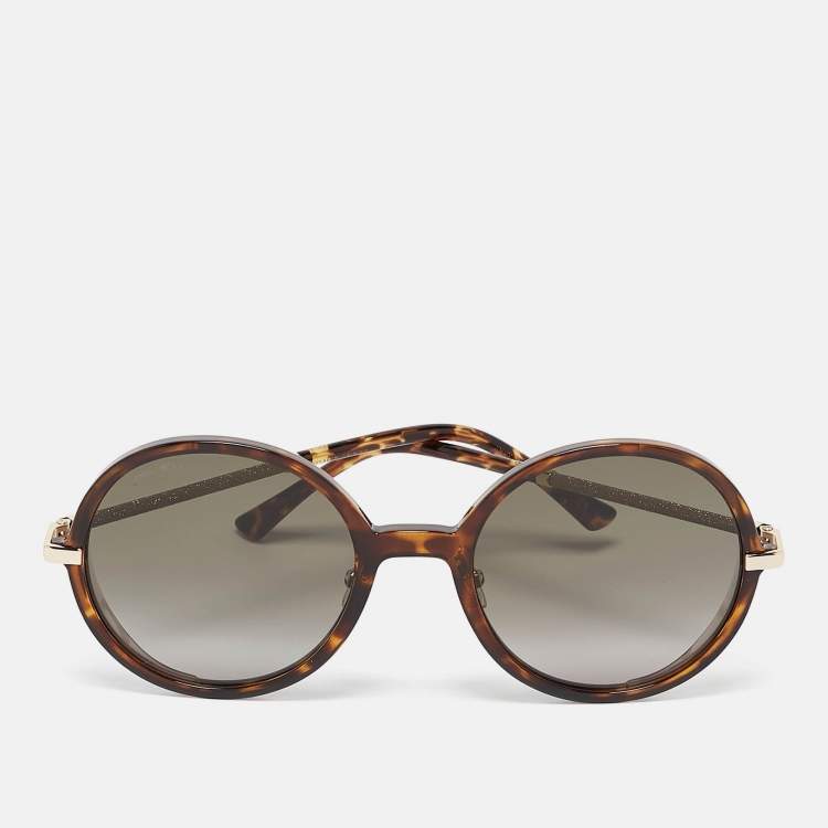 Pre Owned Jimmy Choo Tortoise Brown Gradient EMA/S Round Sunglasses