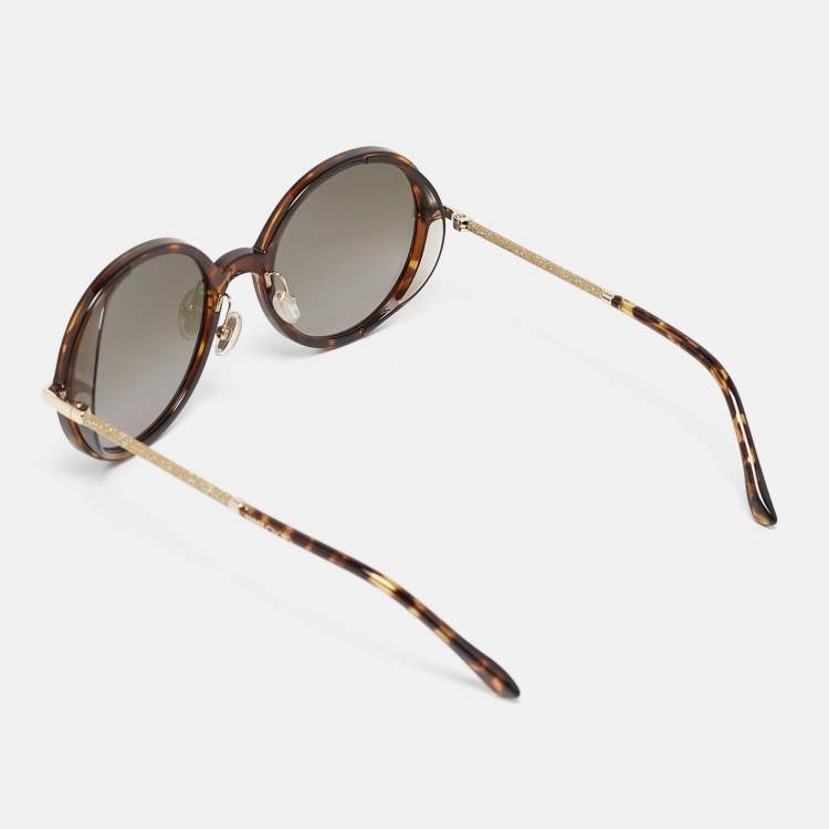 Pre Owned Jimmy Choo Tortoise Brown Gradient EMA/S Round Sunglasses