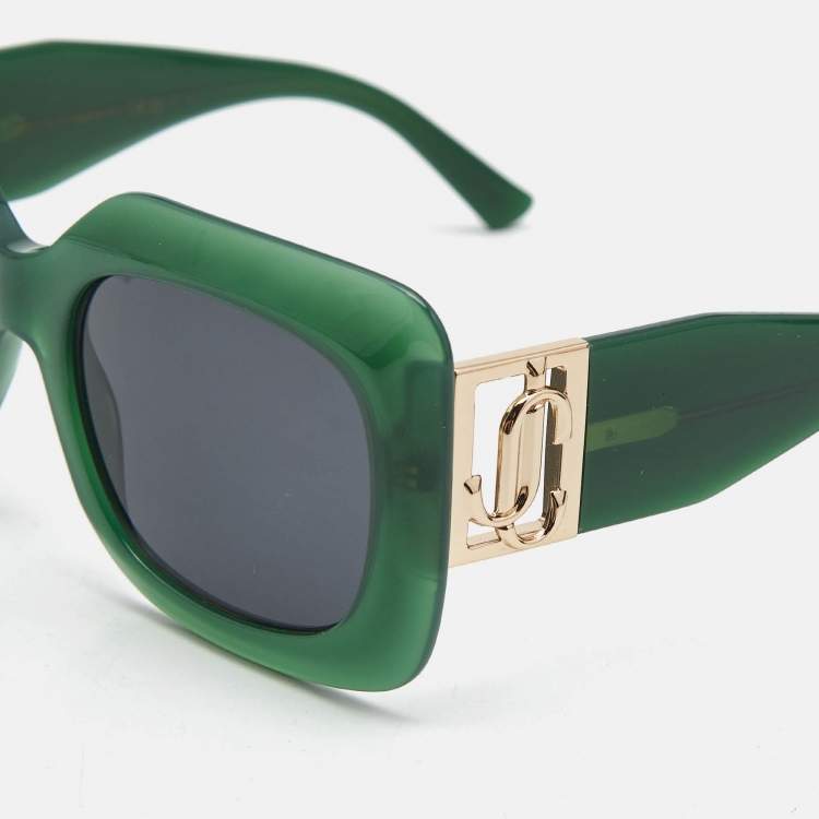 Pre Owned Jimmy Choo Green/Grey Gaya/S JC Frame Oversized Sunglasses