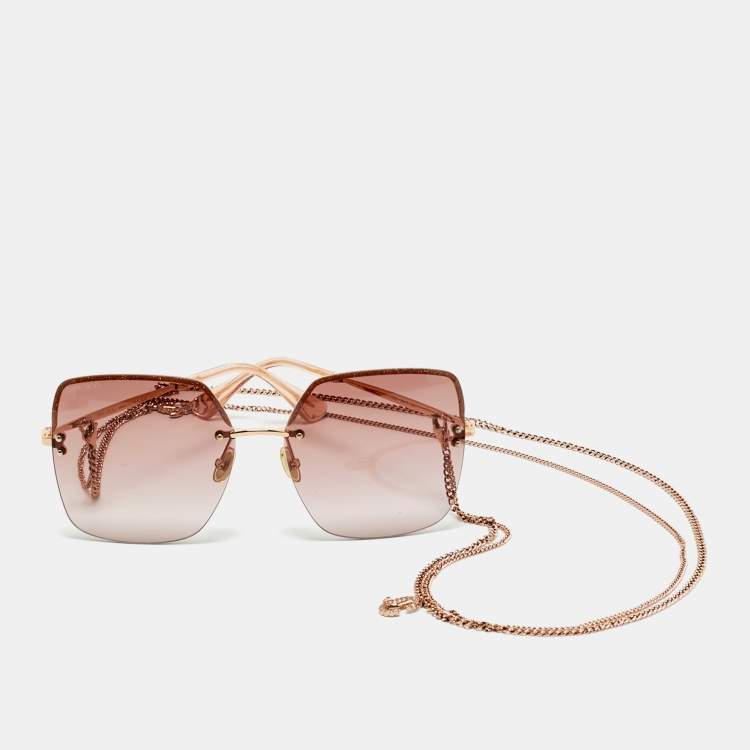 Pre Owned Jimmy Choo Pink/Rose Gold Tavi/N/S DDB3X Square Sunglasses