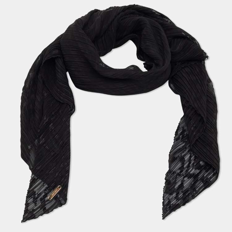 Pre Owned Jimmy Choo Black patterned Crushed Silk Scarf