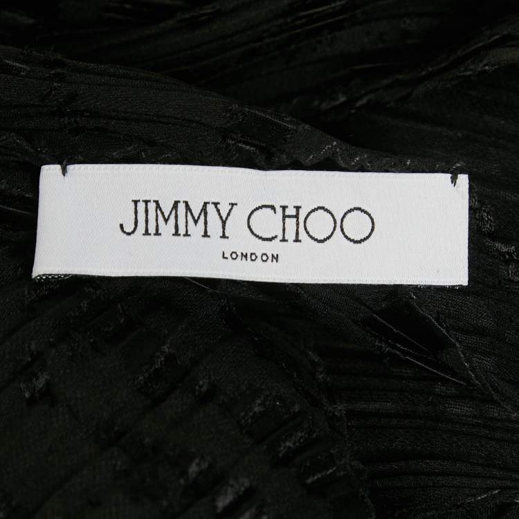 Pre Owned Jimmy Choo Black patterned Crushed Silk Scarf