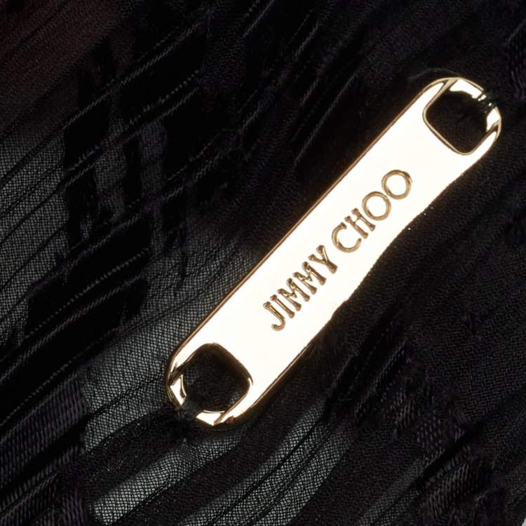 Pre Owned Jimmy Choo Black patterned Crushed Silk Scarf