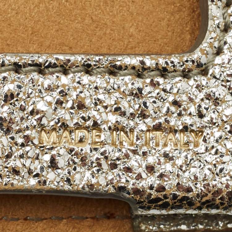 Pre Owned Jimmy Choo Silver Textured Foil Leather Flap Tablet Case