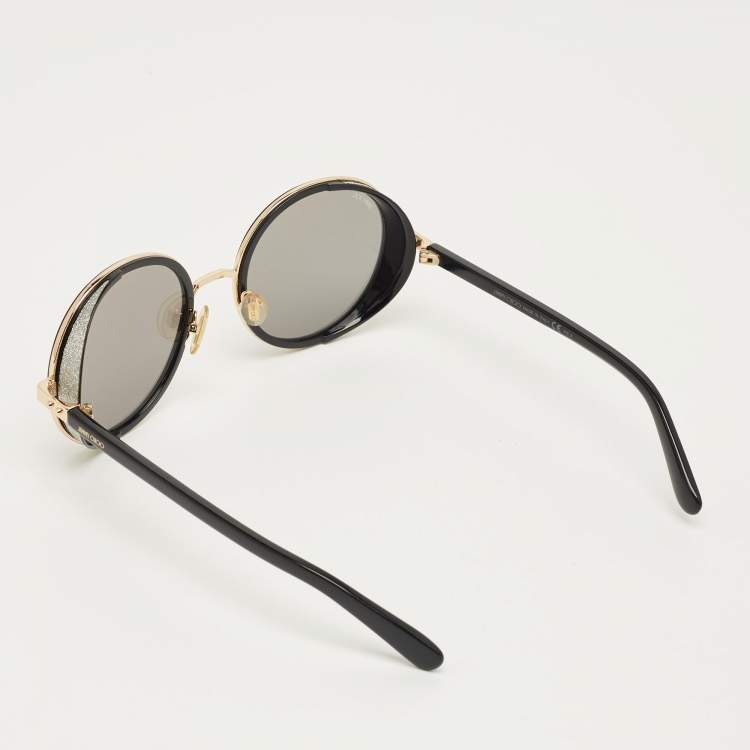 Pre Owned Jimmy Choo Black/Silver Mirrored Andie/S Round Sunglasses