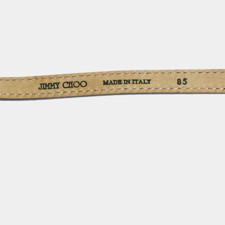 Pre Owned Jimmy Choo Purple Patent Leather Metal Logo Waist Belt 80CM