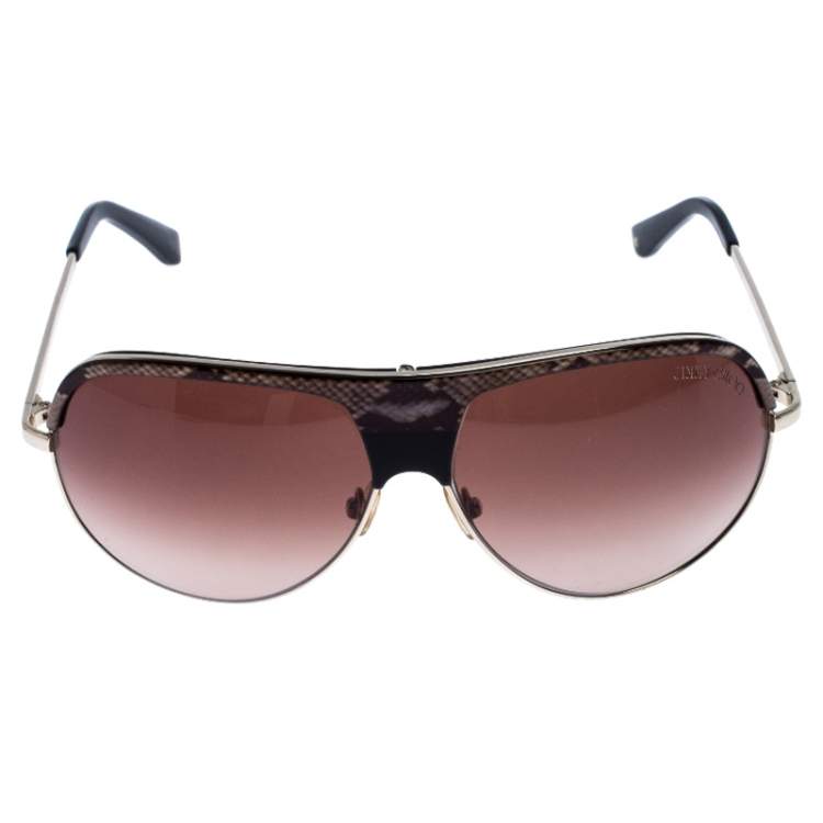 Pre Owned Jimmy Choo Gold/Brown Gradient Terry Aviator Sunglasses