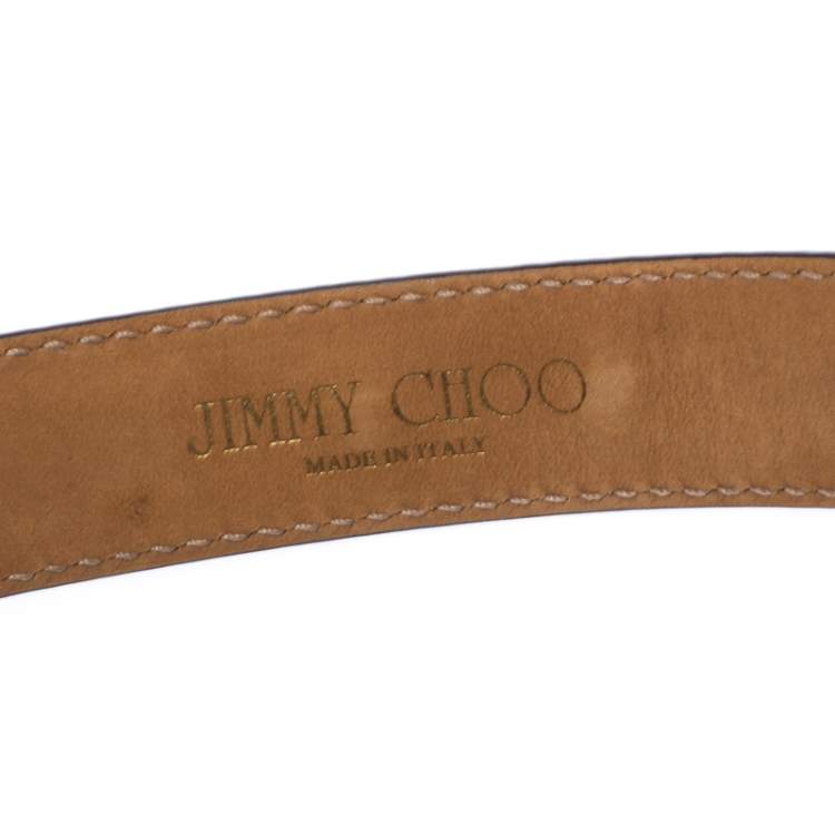 Pre Owned Jimmy Choo Dark Brown Tortoise Patent Leather Slides Belt 103CM