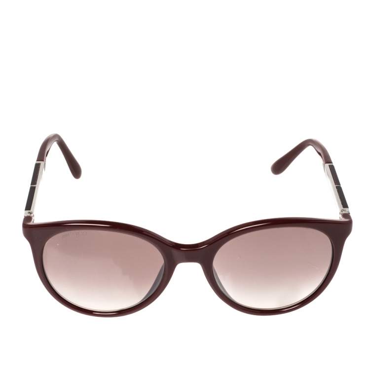Pre Owned Jimmy Choo Burgundy Opal /Burgundy Gradient ERIE/S Round Sunglasses