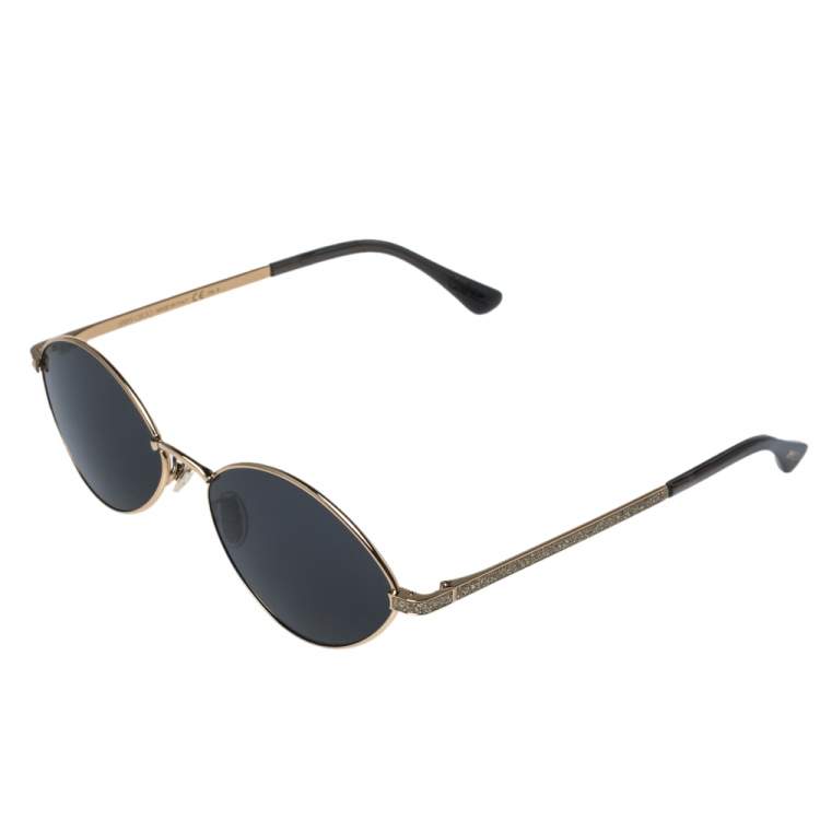 Pre Owned Jimmy Choo Gold Shimmer Inlay/ Grey Sonny/S Cat Eye Sunglasses