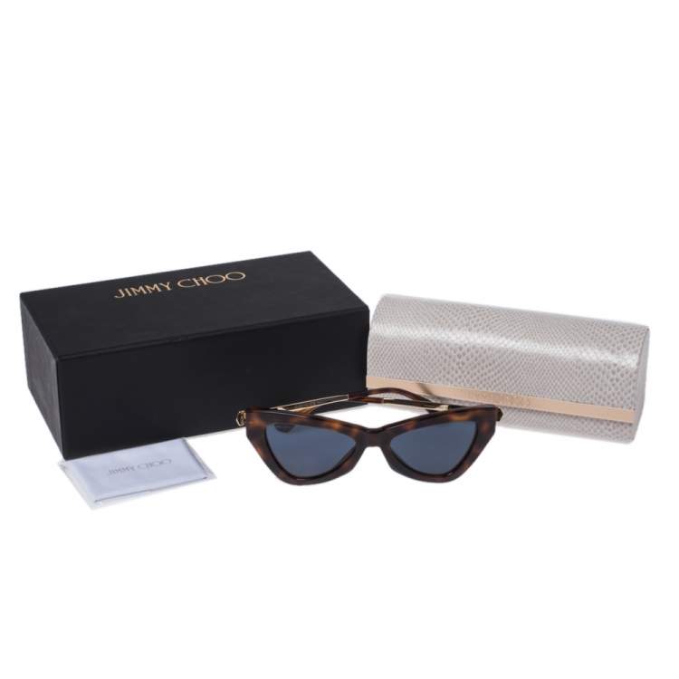 Pre Owned Jimmy Choo Brown/Blue Tortoise Donna Cat Eye Sunglasses