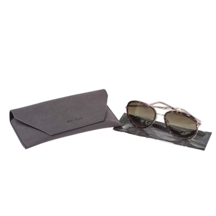 Pre Owned Jimmy Choo Purple Havana/ Khaki Gradient Tora Pilot Sunglasses