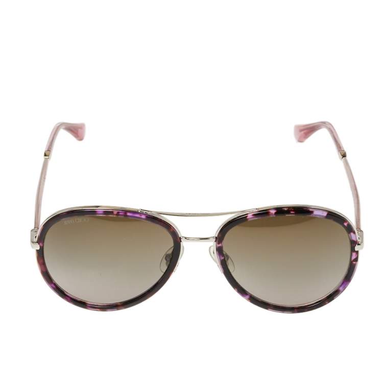 Pre Owned Jimmy Choo Purple Havana/ Khaki Gradient Tora Pilot Sunglasses