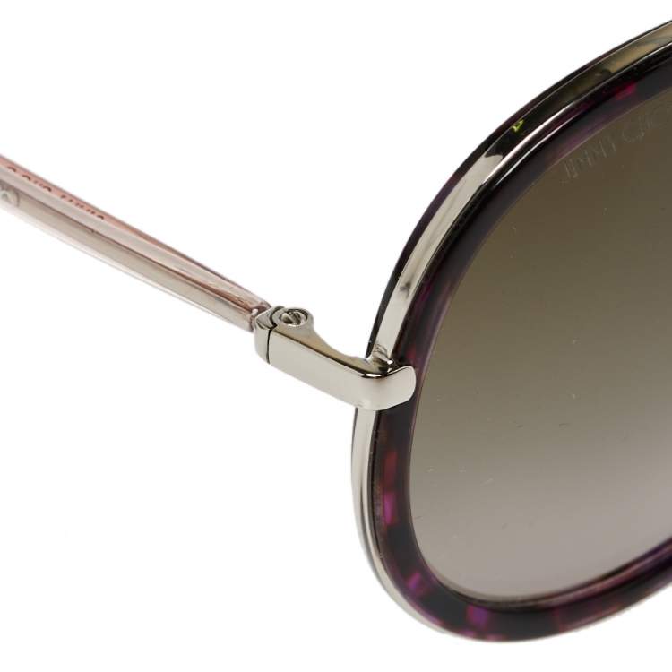 Pre Owned Jimmy Choo Purple Havana/ Khaki Gradient Tora Pilot Sunglasses