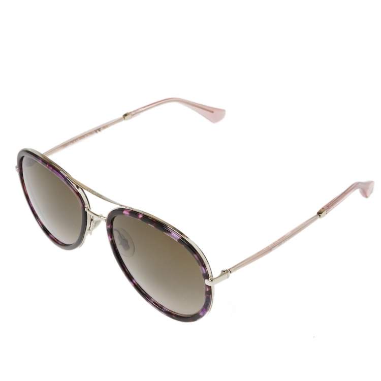 Pre Owned Jimmy Choo Purple Havana/ Khaki Gradient Tora Pilot Sunglasses