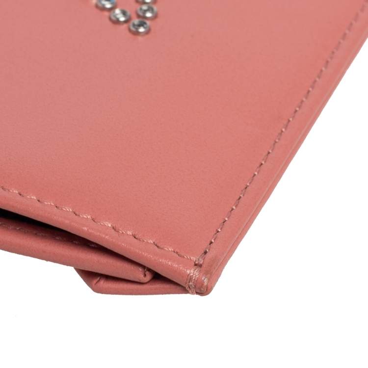 Pre Owned Jimmy Choo Peach Leather Analya Passport Holder