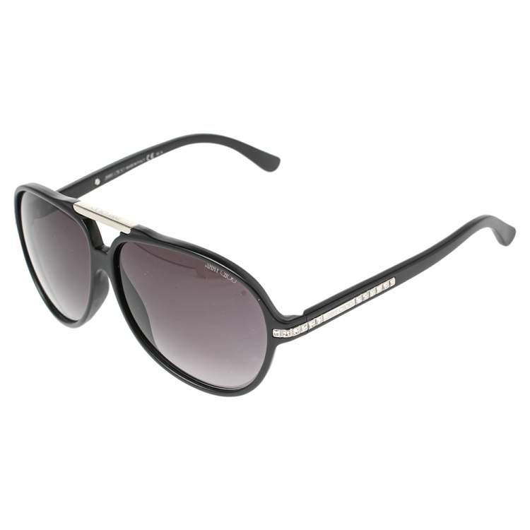 Pre Owned Jimmy Choo Black / Grey Gradient LUISA/S Aviator Sunglasses