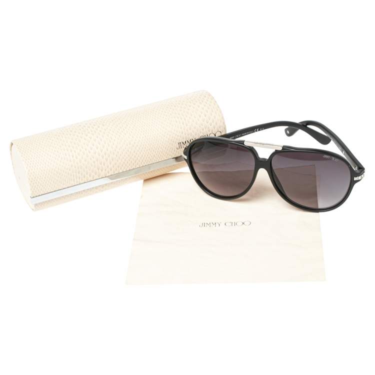 Pre Owned Jimmy Choo Black / Grey Gradient LUISA/S Aviator Sunglasses