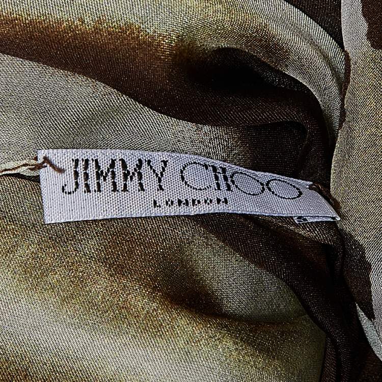 Pre Owned Jimmy Choo Brown Leopard Print Silk Stole