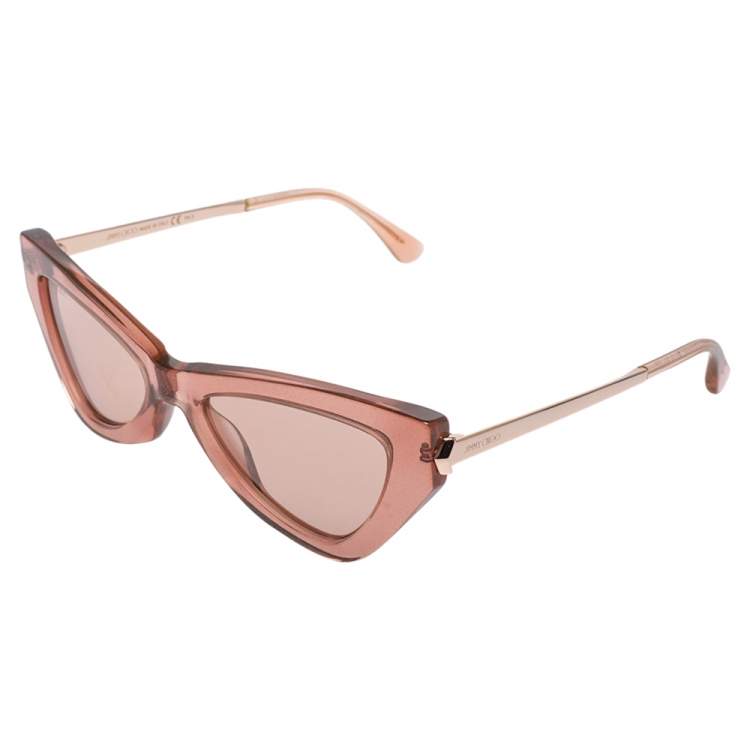 Pre Owned Jimmy Choo Shimmer Pink/ Rose Gold W662S Donna Cat Eye Sunglasses